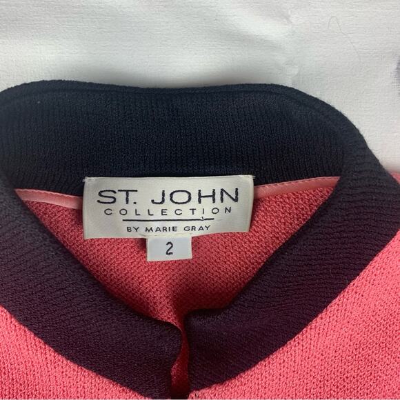 St. John size 2 xs Pink knit blazer Jacket with Black Trim buttons dog show - Picture 3 of 10